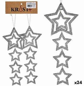 Christmas Decorations Set Silver Plastic Glitter Star 19 x 0,2 x 23 cm (24 Units)