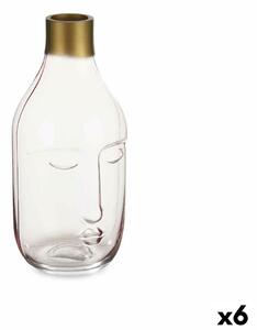 Vase Face Pink Glass 11 x 24,5 x 12 cm (6 Units)