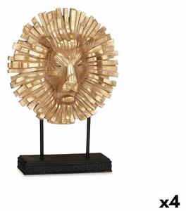 Decorative Figure Lion Black Golden 28 x 38,5 x 11,5 cm (4 Units)