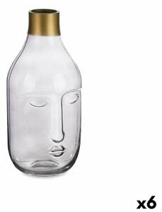 Vase Face Grey Glass 11 x 24,5 x 12 cm (6 Units)