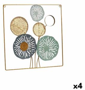 Wall Decoration Multicolour Flowers Mirror Metal Crystal 45 x 45 x 2 cm (4 Units)