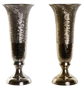 Vase DKD Home Decor Golden Silver Aluminium 13 x 13 x 33 cm (2 Units)