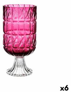 Vase Engraving Dark pink Crystal 13 x 26,5 x 13 cm (6 Units)