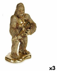 Decorative Figure Gorilla Guitar Golden 16 x 39 x 27 cm (3 Units)