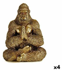 Decorative Figure Yoga Gorilla Golden 16 x 27,5 x 22 cm (4 Units)