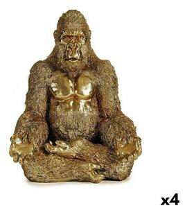 Decorative Figure Gorilla Yoga Golden 19 x 26,5 x 22 cm (4 Units)