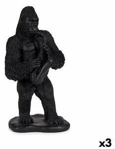 Decorative Figure Gorilla Saxophone Black 15 x 38,8 x 22 cm (3 Units)