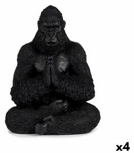 Decorative Figure Gorilla Yoga Black 16 x 28 x 22 cm (4 Units)