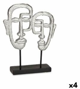 Decorative Figure Face Silver 27 x 32,5 x 10,5 cm (4 Units)