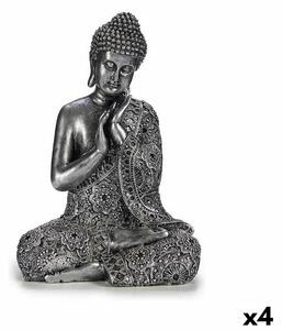 Decorative Figure Buddha Sitting Silver 22 x 33 x 18 cm (4 Units)