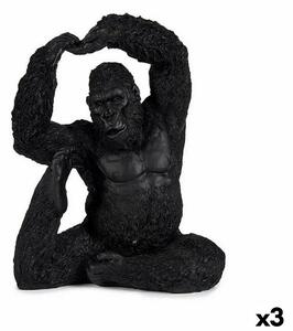 Decorative Figure Yoga Gorilla Black 15,2 x 31,5 x 26,5 cm (3 Units)