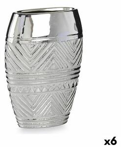 Vase Width Silver Ceramic 9,5 x 26,5 x 19,5 cm (6 Units)