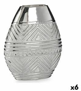 Vase Width Silver Ceramic 9,8 x 26,5 x 22 cm (6 Units)