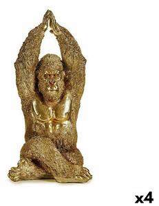 Decorative Figure Yoga Gorilla Golden 17 x 36 x 19,5 cm (4 Units)