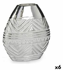 Vase Width Silver Ceramic 8 x 19,5 x 17,5 cm (6 Units)