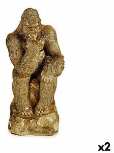 Decorative Figure Gorilla Golden 20,5 x 47 x 23,5 cm (2 Units)