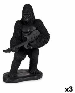 Decorative Figure Gorilla Guitar Black 17,5 x 38 x 27 cm (3 Units)