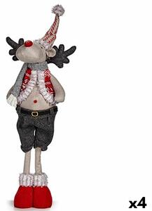 Decorative Figure Christmas Reindeer Red Grey Polyester 13 x 65 x 18 cm (4 Units)