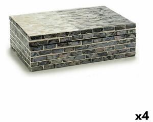 Decorative box Grey Mother of pearl Particleboard 15,2 x 7,2 x 25 cm (4 Units)