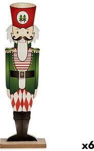 Decorative Figure Nutcracker White Black Red Green Wood 10 x 60 x 19 cm (6 Units)