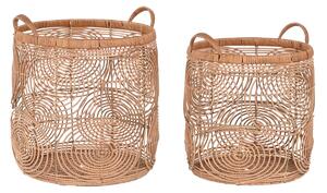 Basket set DKD Home Decor Natural Light brown Tropical 40 x 40 x 47 cm