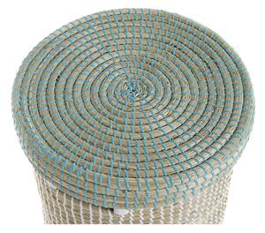 Basket set DKD Home Decor Blue White Natural Seagrass 44 x 44 x 51 cm