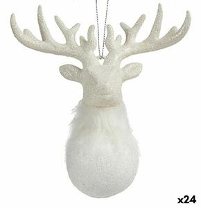 Christmas bauble Reindeer White Plastic Glitter 14 x 15,5 x 7 cm (24 Units)