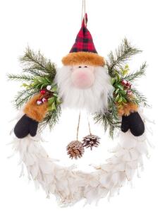 Advent wreathe Father Christmas Multicolour Feathers Plastic 40 x 35 x 8 cm