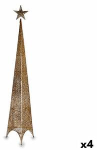 Christmas Tree Tower Star Golden Metal Plastic 39 x 186 x 39 cm (4 Units)