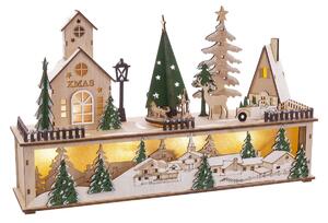 Christmas bauble Green Natural Wood Houses 45 x 10 x 27 cm