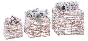 Christmas bauble Natural Metal Plastic Fibre Gift Box 25 x 25 x 36 cm (3 Units)