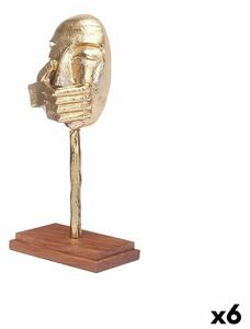 Decorative Figure Face Golden Wood Metal 17 x 33,5 x 10 cm