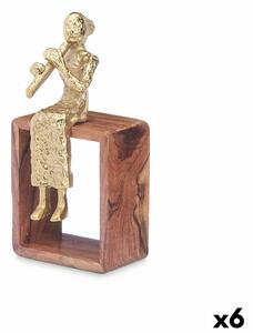 Decorative Figure Recorder Brown Wood Metal 13 x 27 x 13 cm