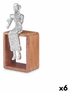 Decorative Figure Recorder Silver Wood Metal 13 x 27 x 13 cm