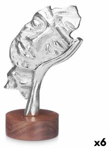 Decorative Figure Face Silver Wood Metal 16,5 x 26,5 x 11 cm