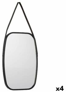 Wall mirror Black Crystal Polyskin 43 x 65 x 3 cm (4 Units)