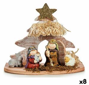 Christmas nativity set Multicolour Wood Ceramic 8,5 x 16,5 x 20 cm (8 Units)