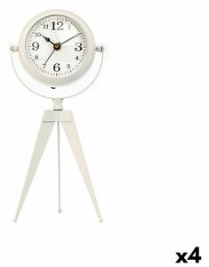 Table clock Tripod White Metal 12 x 30 x 12 cm (4 Units)