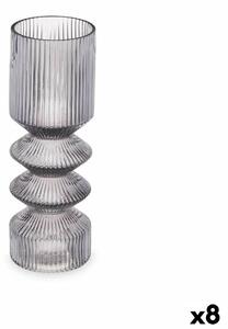 Vase Stripes Grey Crystal 8 x 23 x 8 cm (8 Units)