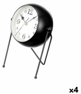 Table clock Black Metal 18 x 21 x 12 cm (4 Units)