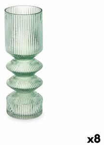 Vase Stripes Green Crystal 8 x 23 x 8 cm (8 Units)