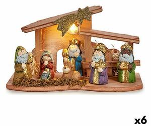 Christmas nativity set LED Light Multicolour Wood Ceramic 26 x 14 x 12 cm (6 Units)