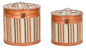 Set of decorative boxes Home ESPRIT Brown Multicolour Wood 35 x 35 x 33 cm