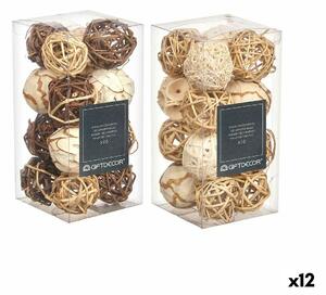 Set of Decorative Balls White Brown (12 Units)