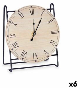 Table clock Black Metal MDF Wood 19 x 21 x 9 cm (6 Units)