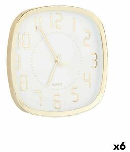 Wall Clock Squared Golden Glass Plastic 31 x 31 x 4,5 cm (6 Units)