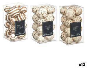 Set of Decorative Balls Brown White (12 Units)