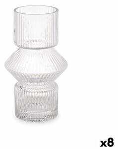 Vase Stripes Transparent Crystal 9,5 x 16,5 x 9,5 cm (8 Units)