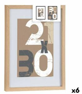 Photo frame Natural Glass MDF Wood 32,5 x 2,5 x 42,5 cm (6 Units)