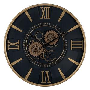 Wall Clock Black Golden Crystal Iron 59 x 8,5 x 59 cm (3 Units)